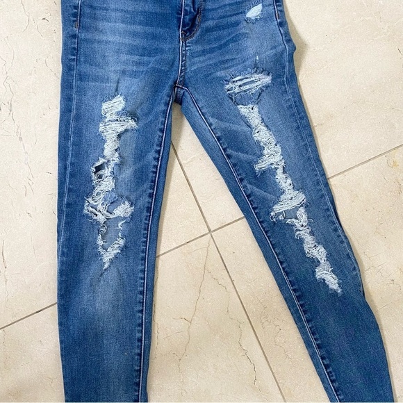 American Eagle Super Hi-Rise Distressed Jeggings Size 0 - Picture 4 of 5